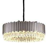 HJLJKG Hanging Lamp, Chandelier Ceiling Light Large Crystal Chandelier,Black Metal Semi-Flush Mount Round Ceiling Lights Fixtures with Prism Crystal Shades Compatible with Kitchen Living Room-40cm Ho