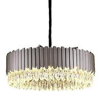HJLJKG Hanging Lamp, Chandelier Ceiling Light Large Crystal Chandelier,Black Metal Semi-Flush Mount Round Ceiling Lights Fixtures with Prism Crystal Shades Compatible with Kitchen Living Room-40cm Ho