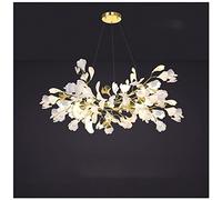 HJLJKG Hanging Lamp, Chandelier Ginkgo Leaf Firefly Chandelier Tree Branch Desgin Linear Island Light Flower Petal Pendant Light with Tri-Colour Dimmable Light (100 * 40Cm)