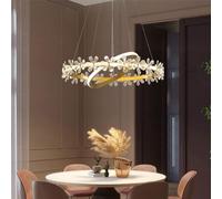 HJLJKG Hanging Lamp, Double Layer Round Ceiling Light Fixtures - Romantic Luxury LED Chandelier Lighting, 40W Living Room Flowers Gold Hanging Pendant Light Ideal Compatible with Girl Bedroom and