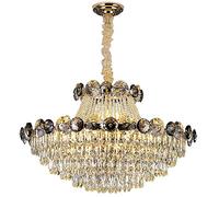 HJLJKG Hanging Lamp, Hanging Lamp, Crystal Chandelier, K9 Round Black and Gold Crystal Chandelier Light Fixture, Indoor Lighting for Farmhouse Hallway Foyer Kitchen Dining Room Bedroom Living Room (