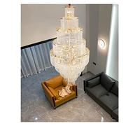 HJLJKG Hanging Lamp, Hanging Lamp, Crystal Chandeliers Large Decorative High Ceiling Living Room Golden Chandelier Staircase Luxury Crystal Chandelier (Color : Warm White, Size : Dia60CM H150CM)(Warm