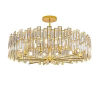 HJLJKG Hanging Lamp, Hanging Lamp, Pendant Light Fixture Gold Crystal Chandelier Lighting, Foyer Hall Entry Way Chandeliers Light Fixture, Round Pendent Lamp with Adjustable Cord, French Pendent Light