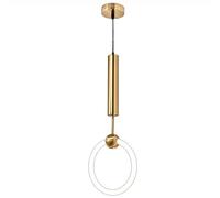HJLJKG Hanging Lamp, Hanging Lamp, Pendant Light Fixture Nordic Single Head Droplight Bar Table Dining Room Bedroom Bedside LED Lamp Meaning Personality Iron Plating Ring Glass Small Chandeli