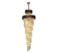 HJLJKG Hanging Lamp, Hanging Lamp, Staircase Crystal Chandelier Entryway Long Pendant Light Round Crystals Large High Ceiling Light Fixtures for Villa Duplex Building Living Room Hotel Lobby (Color :