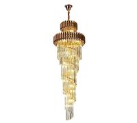 HJLJKG Hanging Lamp, Hanging Lamp, Staircase Crystal Chandelier Entryway Long Pendant Light Round Crystals Large High Ceiling Light Fixtures for Villa Duplex Building Living Room Hotel Lobby (Color :