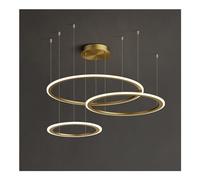 HJLJKG Hanging Lamp, LED Chandeliers - Minimalism Extra Large Gold Ceiling Hanging Light, 3 Ring Round Circle Dimmable Foyer Entryway Chandelier Compatible with Living Room, Kitchen Island, Dining Ro