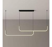 HJLJKG Hanging Lamp, LED Linear Chandeliers, Black LED Pendant Lights Fixture, Minimalist Linear Chandelier,- Dimmable Ceiling Light Fixture Compatible with Above Dining Table(150cm)