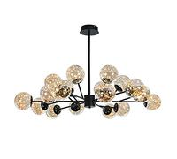 HJLJKG Hanging Lamp, Lighting Sputnik Chandelier Globe Shade Transparent Glass LED Firefly Ceiling Pendant Lighting Kitchen Bedroom Flush Mounted Fixture(Neutral Light,18 Lights)