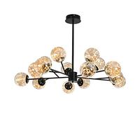 HJLJKG Hanging Lamp, Lighting Sputnik Chandelier Globe Shade Transparent Glass LED Firefly Ceiling Pendant Lighting Kitchen Bedroom Flush Mounted Fixture(Warm Light,15 Lights)