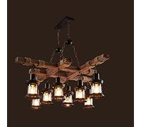 HJLJKG Hanging Lamp, Retro Boat Wooden Chandelier 8 Heads Rustic Chandelier Industrial Pendant Light Compatible with Restaurant,Bar,Coffee Room [Energy Class A+]