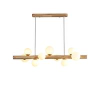HJLJKG Hanging Lamp, Wood Beam Wrapped Hanging Multi Ceiling Pendant Lighting Chandelier Adjustable Height Ceiling Light with Milk White Glass Lampshade For Dining Room Bathroom Bedroom(100 * 72cm)