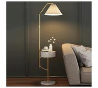 HJLJKG Height Adjustable Floor Lamp, Standing Lamp with Drawer USB Wireless Charging, Tall Pole Lamp with Pleated Fabric Lampshade Decoration