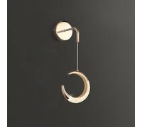 HJLJKG Indoor Led Bedside Wall Lamp 5W Acrylic Wall, Wall Lights for Living Room Corridor, Hardwired Wall Mounted Light with 30Cm Adjustable Hanging Wire (Gold)/Moon/4000K Neutral Light