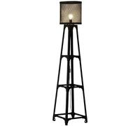 HJLJKG Industrial Style Floor Lamp, Metal Standing Lamp with Sturdy Base, Reading Lamp with Shelves and Black Mesh Shade Decoration