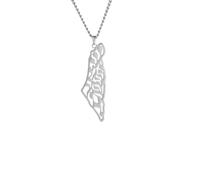 HJLJKG Israel Necklace, 925 Sterling Silver Palestine Map Pendant Necklace Country Geography Chain Necklaces for Women Jewelry Wholesale - Bring Them Home Dog