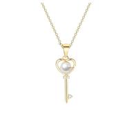 HJLJKG Key Chain for Women, 925 Sterling Silver Heart Zircon Pendant Necklace, Chains Lock and Skeleton Necklace