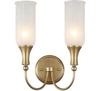 HJLJKG Kid's Room Decorate White Glass Shades Wall Lighting Fixture American Country Wall Bathroom Vanity Lights with Copper Lamp Body Wall Lamp for Mirror Bedroom Kitchen Hallway Porch