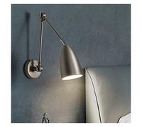 HJLJKG Lamps, Wall Lamp, Wall Lamp Nickel White Back Metal Angle Rotatable Bedroom Bedside Reading Lights Guest Room Wall