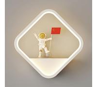 HJLJKG LED Moon Indoor with Astronaut Decoration Child'S Bedside Lamp, 3 Color Mode Creative Wall Lighting Fixtures for Bedroom Living Room Hallway