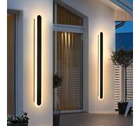 HJLJKG LED Wall Lighting Fixture Rectangular Black Porch Light Wall Acrylic IP65 3000K Linear Exterior Wall ,Long Strip Outdoor Wall & Wall Lights , for Garage Patio Background Decor(2 Pac