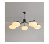 HJLJKG Light 5-Light Medieval Chandelier Fixture with Glass Shade - Retro Adjustable Height Metal Iron Pendant for Living Room, Dining Room, and Bedroom Lighting(Dark)