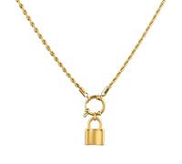 HJLJKG Lock Necklace For Women And Men, 925 Sterling Silver Heart Pendant Twist Chain Choker Necklace, Padlock Women, Men