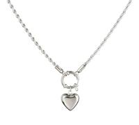 HJLJKG Lock Necklace For Women And Men, 925 Sterling Silver Heart Pendant Twist Chain Choker Necklace, Padlock Women, Men