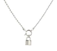 HJLJKG Lock Necklace For Women And Men, 925 Sterling Silver Heart Pendant Twist Chain Choker Necklace, Padlock Women, Men