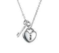 HJLJKG Lock Necklace For Women And Men, 925 Sterling Silver Heart Pendant Twist Chain Choker Necklace, Padlock Women, Men