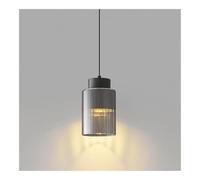 HJLJKG Minimalist Brass Pendant Light, Cylindrical Kitchen Island Hanging Lamp, Nordic Creativity Glass Dining Room Chandelier (Suitable for Bedroom, Bar Counter, Cafe)(Dark)