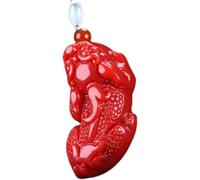 HJLJKG Natural Feng Shui Red Jade Necklace Pendant for Women Genuine Yoga Inviting Wealth and Blessings Guardian