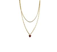 HJLJKG Necklaces, Red Heart Crystal Necklace Women Light Temperament 18K Doublecle Gift/Necklace