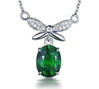HJLJKG New Imitation Tsavorite Clavicle Chain Simulation Emerald Color Treasure Pendant Color Gemstone Necklace, Pendant Necklaces