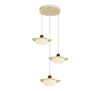 HJLJKG Nordic Cluster Chandelier with Flower Pendant Lights, Minimalist for Dining Room, Mid Century Cream Style Hanging Lamp for Kitchen Island, Bedroom, Living Room(Green,Round Plate)