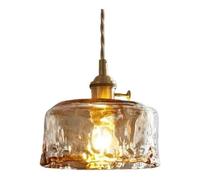 HJLJKG Nordic Retro Glass Pendant Light, Minimalist Copper Hanging Lamp for Balcony, Mid Century Single Head Chandelier Suitable for Kitchen Island, Bar Counter, and Dining Room