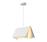 HJLJKG Nordic Single-Light Chandelier, Middle Ages Book Shape Suspension Light, White Shade Fixture, Suitable for Dining Room, Living Room, and Study(White)