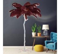 HJLJKG Ostrich Feather Floor Lamp, Standing Bedside Lamps with 3 Color Light Dimmable, Silver Resin Art Decorative Floor Lamp with Foot Switch, for Bedrooms Dining Room Living Room