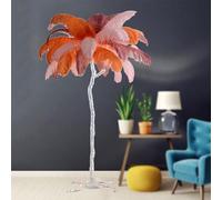 HJLJKG Ostrich Feather Floor Lamp, Standing Bedside Lamps with 3 Color Light Dimmable, Silver Resin Art Decorative Floor Lamp with Foot Switch, for Bedrooms Dining Room Living Room