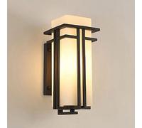HJLJKG Outdoor Lamp IP65 Porch Light Fixtures Mount Anti-Rust Matte Black, Waterproof Lantern with White Glass Shade, Garden Patio Path Outside Wall Sconces