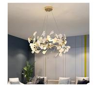 HJLJKG Pendant Lamp Classic Hanging Light Fixtures White and Gold Leaf PC or Ceramic Lampshades Compatible with Living Room Dining Room Lighitng,Wall Lamp