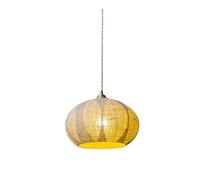 HJLJKG Pendant Lighting for Kitchen Island, Bohemian Linen Fabric Hanging Lamp, Adjustable Japanese Style Brass Drum Chandelier for Dining Room ()