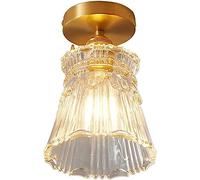 HJLJKG Pendant Lights, Japanese Light Luxury Ceiling Light Shade Semi Flush Mount Ceiling Lamp Brass Glass E26 Easy to Install Lighting Fixture, Compatible with Corridor Porch Aisle Lantern (Size :