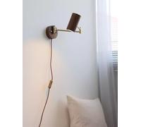 HJLJKG Plug in Wood Wall Sconces Swing Arm Wall Lamp Adjustable Direction Plug in Wall Lamp,Wall Lamps for Bedroom(Walnut Wood)