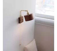 HJLJKG Pull Chain E27 Wall Sconces Walnut Wood and Shade Wall Lamp Adjustable Hard Wired Light Fixture for Living Room, Bedroom, Bathroom, Vanity Bedside Bedroom Decor Reading Wall Ligh