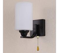 HJLJKG Pull Chain Wall Lamps Lights Fixture Bedroom Vanity Light Wall Mounted Lights Wall Lights for Hallway Tearoom Bathroom Metal & White Glass Shade(Color:C)