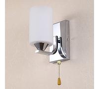 HJLJKG Pull Chain Wall Lamps Lights Fixture Bedroom Vanity Light Wall Mounted Lights Wall Lights for Hallway Tearoom Bathroom Metal & White Glass Shade(Color:B)