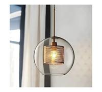 HJLJKG Retro Pendant Light with Transparent Glass Industrial Suspension Lamp Nordic Single-Headed Chandelier for Creative Loft Decoration(24CM)