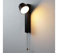 HJLJKG Rotatable Child'S Study Room Bedside Wall with Pull Chain LED Wall Mount Reading Light Adjustable 7W Indoor Hardwired Metal Wall Lamp for Bedroom Hotel Bed Side Bookcase(Black)