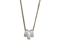 HJLJKG S925 Silver with Natural Cyan White Jade Circle Necklace Pendant for Women Yoga Genuine